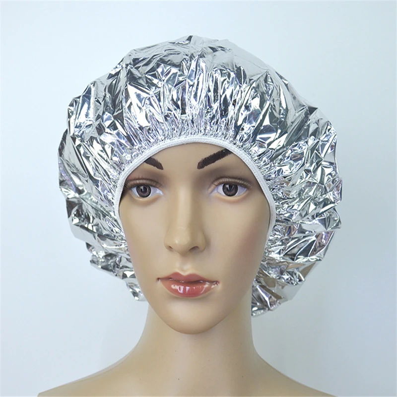 1pc Hat Mask Cap Shower Caps Oneoff Bathing Elastic Aluminum Foil Hair