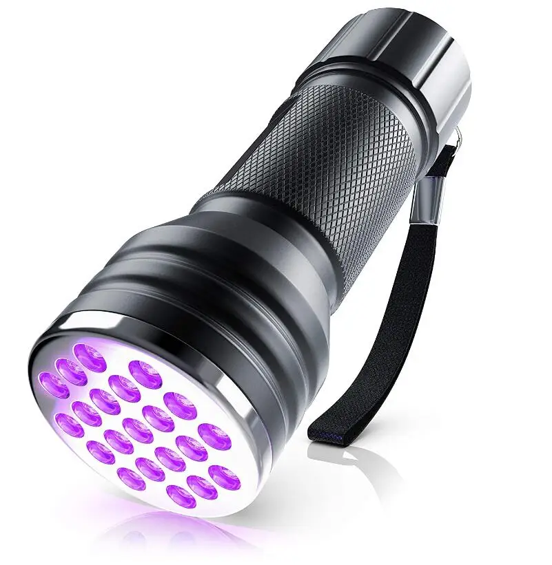 Portable Aluminium Blacklight Lamp 365nm Tactical Ultraviolet Black 3 A-aa 21 Led Uv Torch Light Flashlight for Money Detector