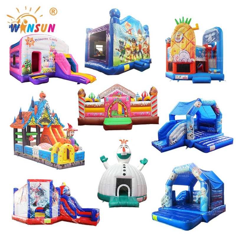 Commercial Inflatable Moon Bule Bounce House Water Slide Combo For Sale