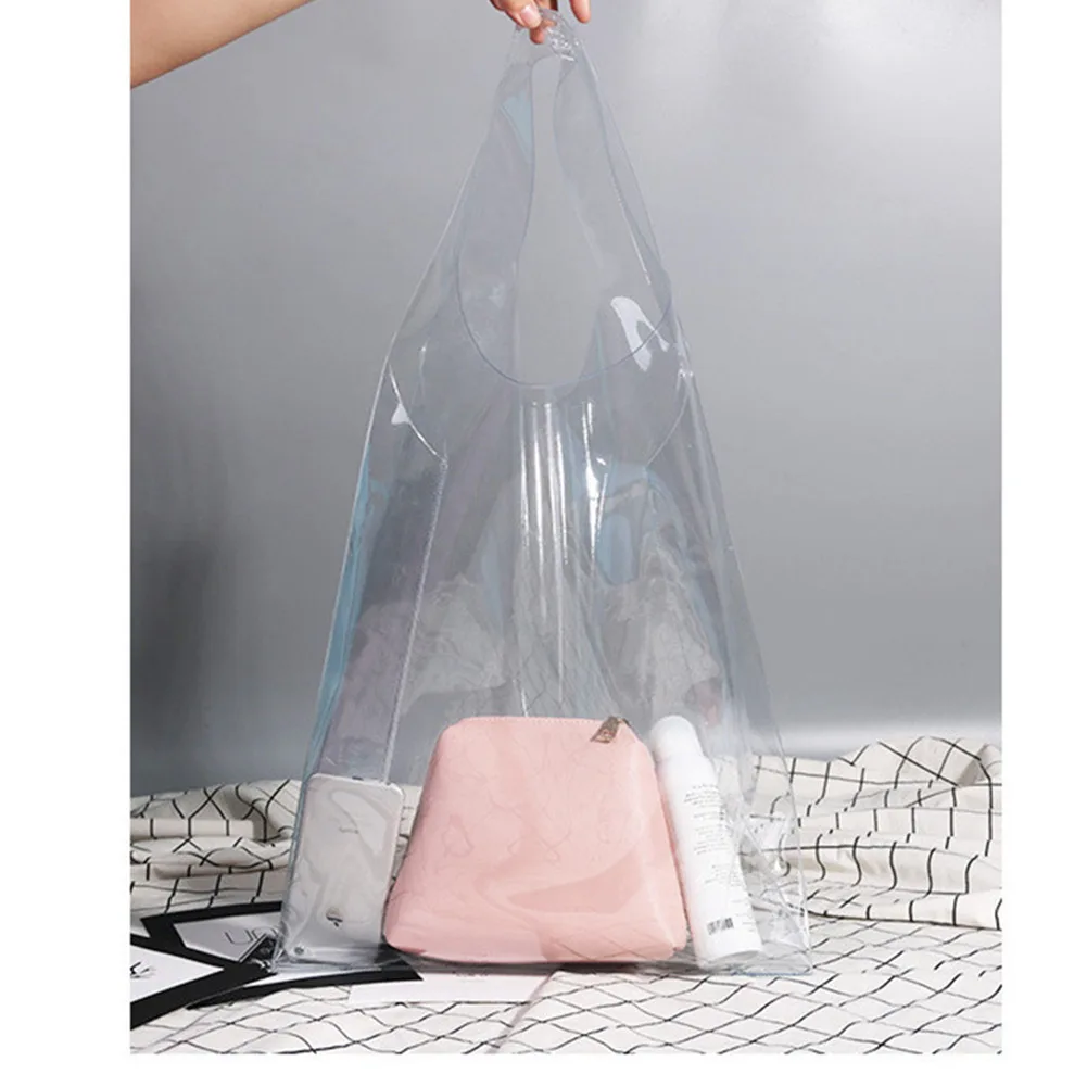 Retail Custom Logo Printing Custom Transparent Beach Clear Pvc Tote Bag Buy Clear