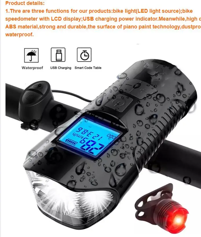 Best Sale Amazon Speedometer Bike Light Smart Usb Rechargeable Front