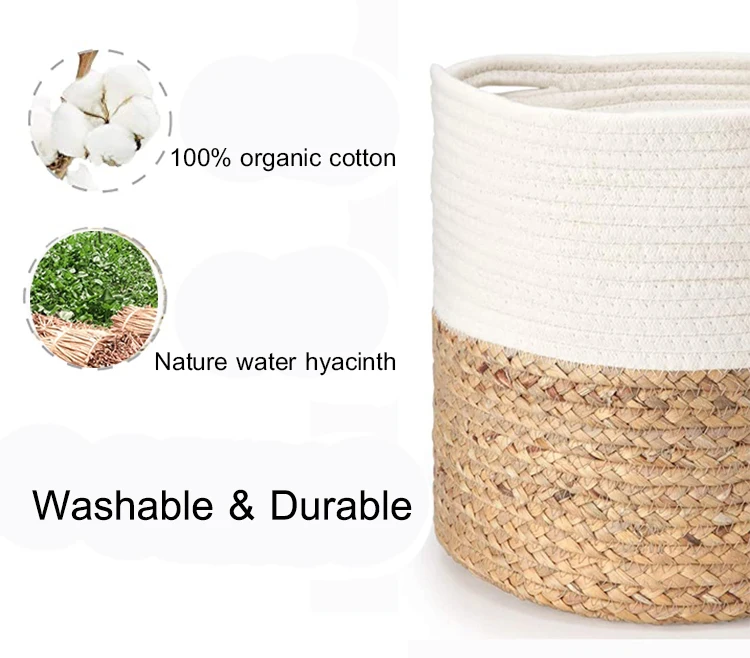 Small Cotton Rope Plant Basket Water Hyacinth Basket Woven Planter