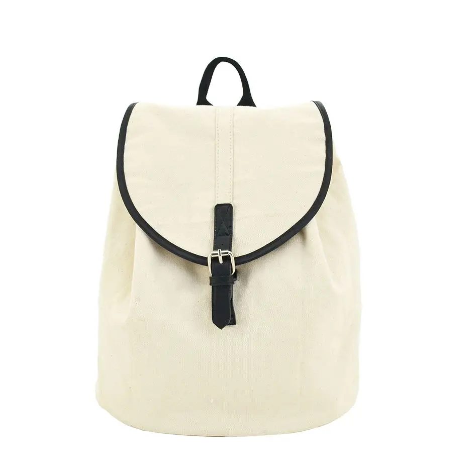 Piping Cotton Canvas Backpack Bag 2020 Eco Friendly Durable Fashionable Heavy High Quality Pu