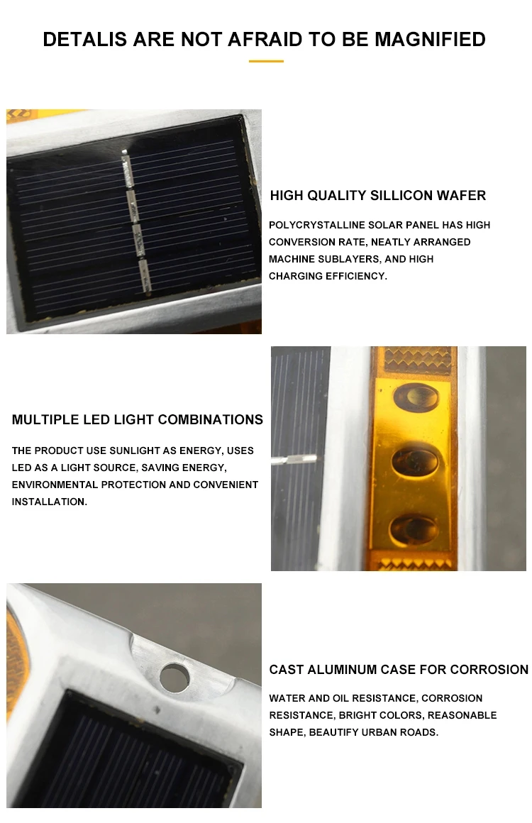 Led Solar Blinking Reflector Aluminum Round Road Stud
