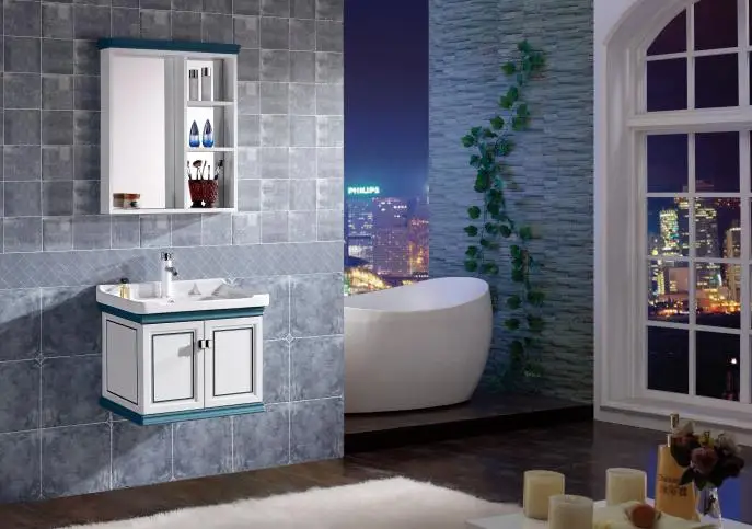 Ready Made Waterproof Wash Basin Bathroom Cabinet Furniture Set