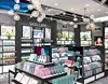 Custom design mask display stand skincare containers cosmetic showcase