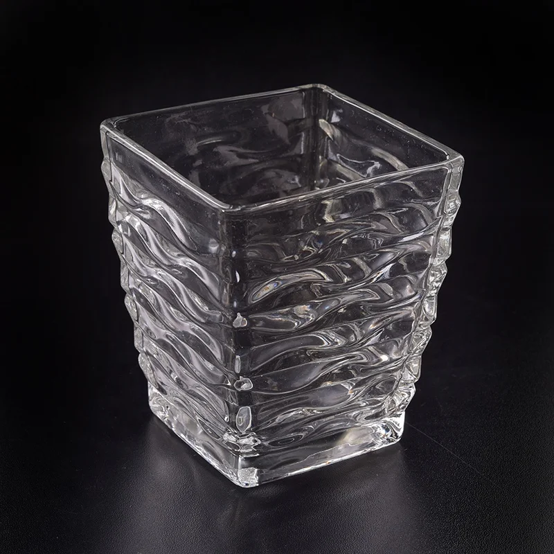 Transparent square Glass Candle cup luxury candle Holder home Decor wholesale