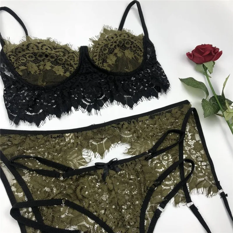 Seksi Sıcak Lingerie Kadın Dantel Pijama G Dize Kelepçe Jartiyer Kemer Iç Çamaşırı Seti Buy