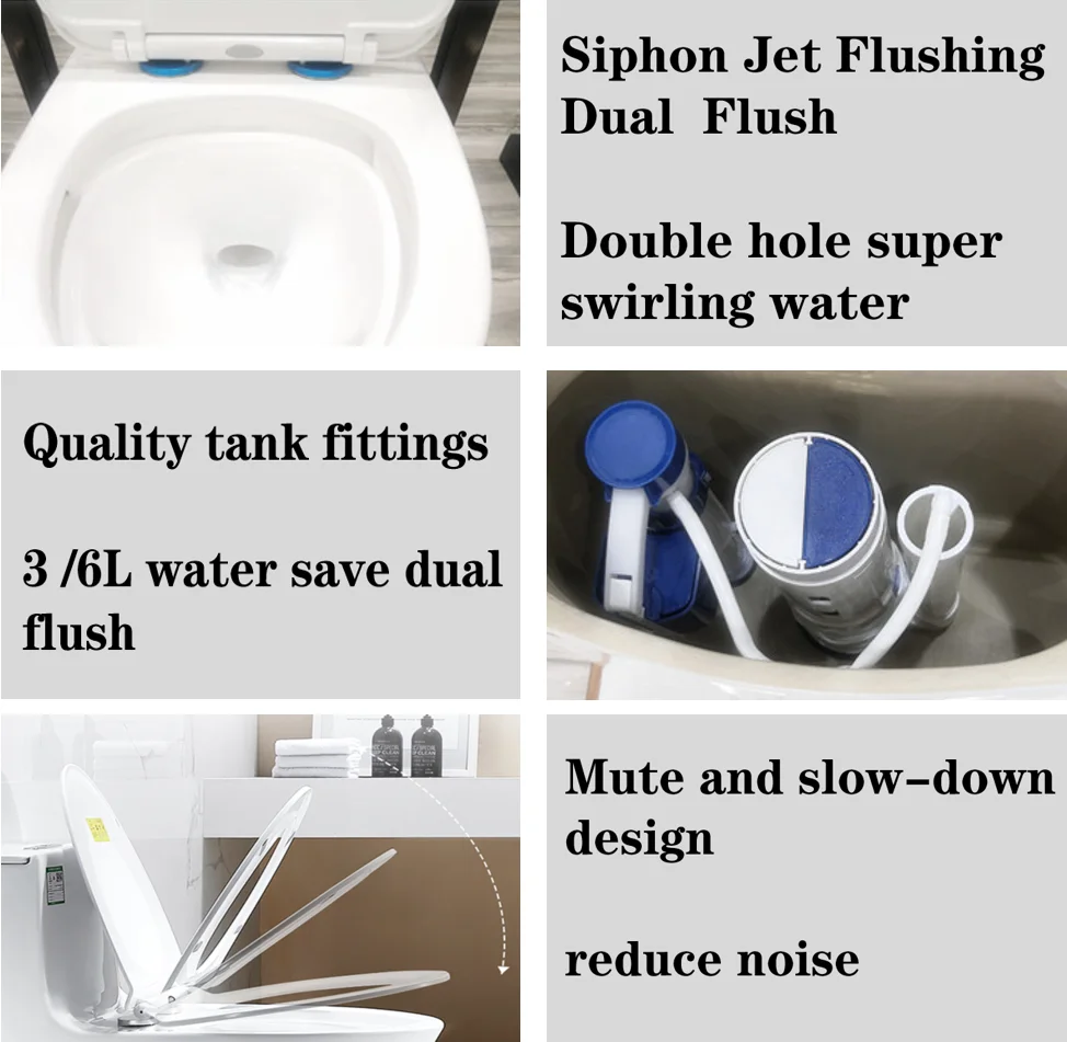 European Standard Modern Style Ceramics Water Saving Siphonic One Piece Toilet Bowl Floor