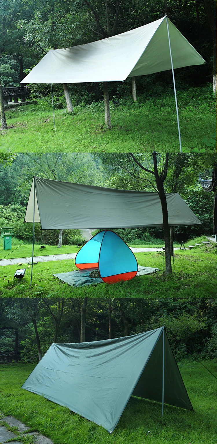便携式户外野营烧烤野餐海滩超轻防水镀银防紫外线雨飞帐篷篷布