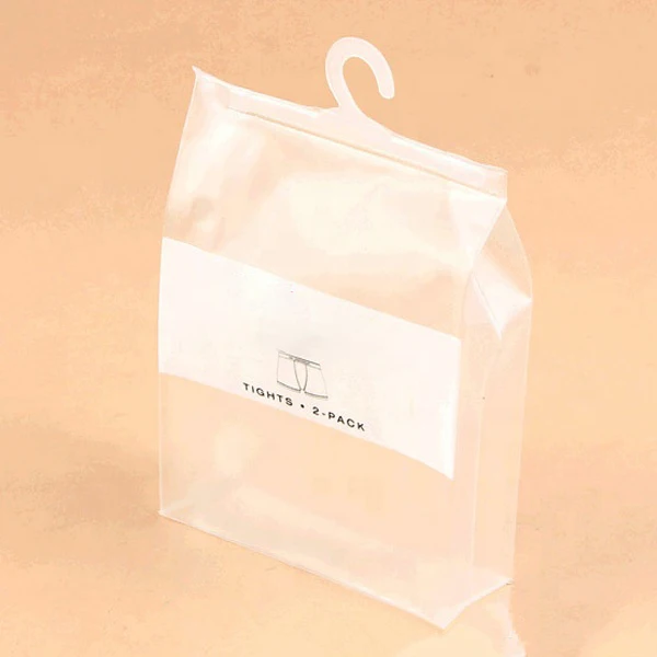 wholesale plastic PVC apparel packaging bag  with hanger