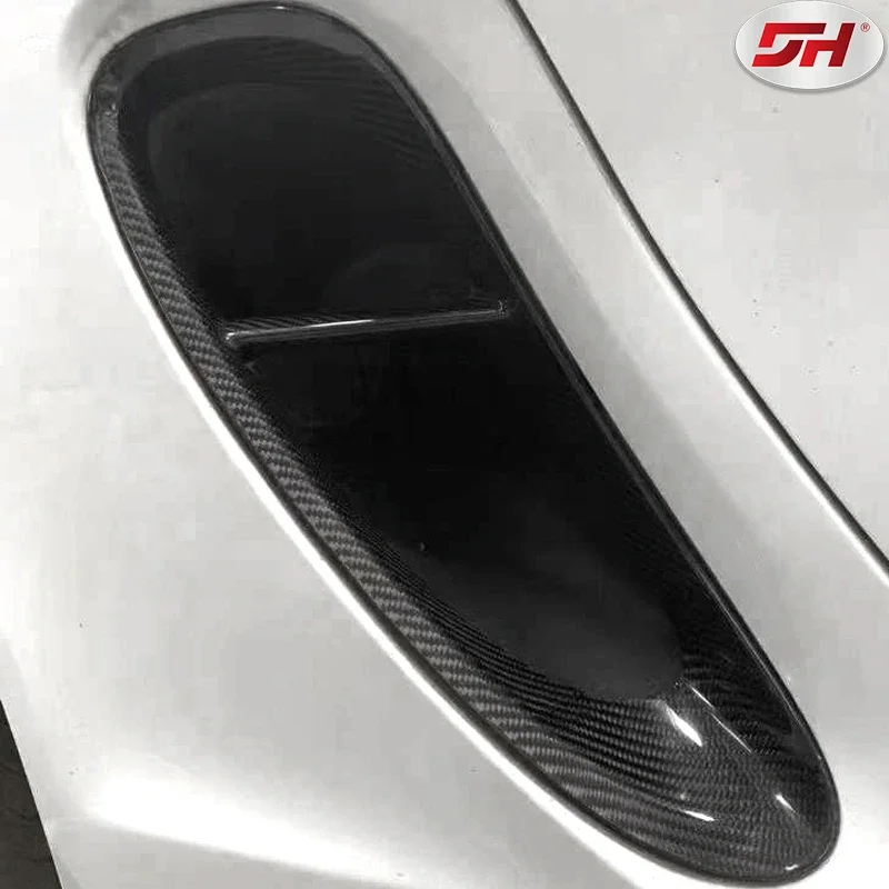 2pcs Car Carbon Fiber Fenders Trim Side Air Vent Cover Refitting Fits for Porsche 981 Cayman Boxster 2012-2016