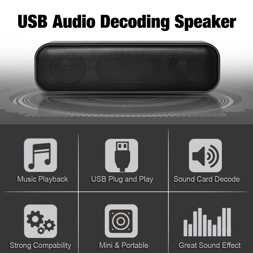 USB Computer Speaker Mini Portable Soundbar Speaker USB Powered Stereo Loudspeaker for PC Desktop Laptop - ANKUX.COM