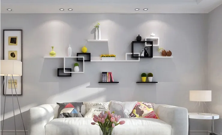 Home Mount Black Metal Display Wire Wall Rack Modern Wall Shelf