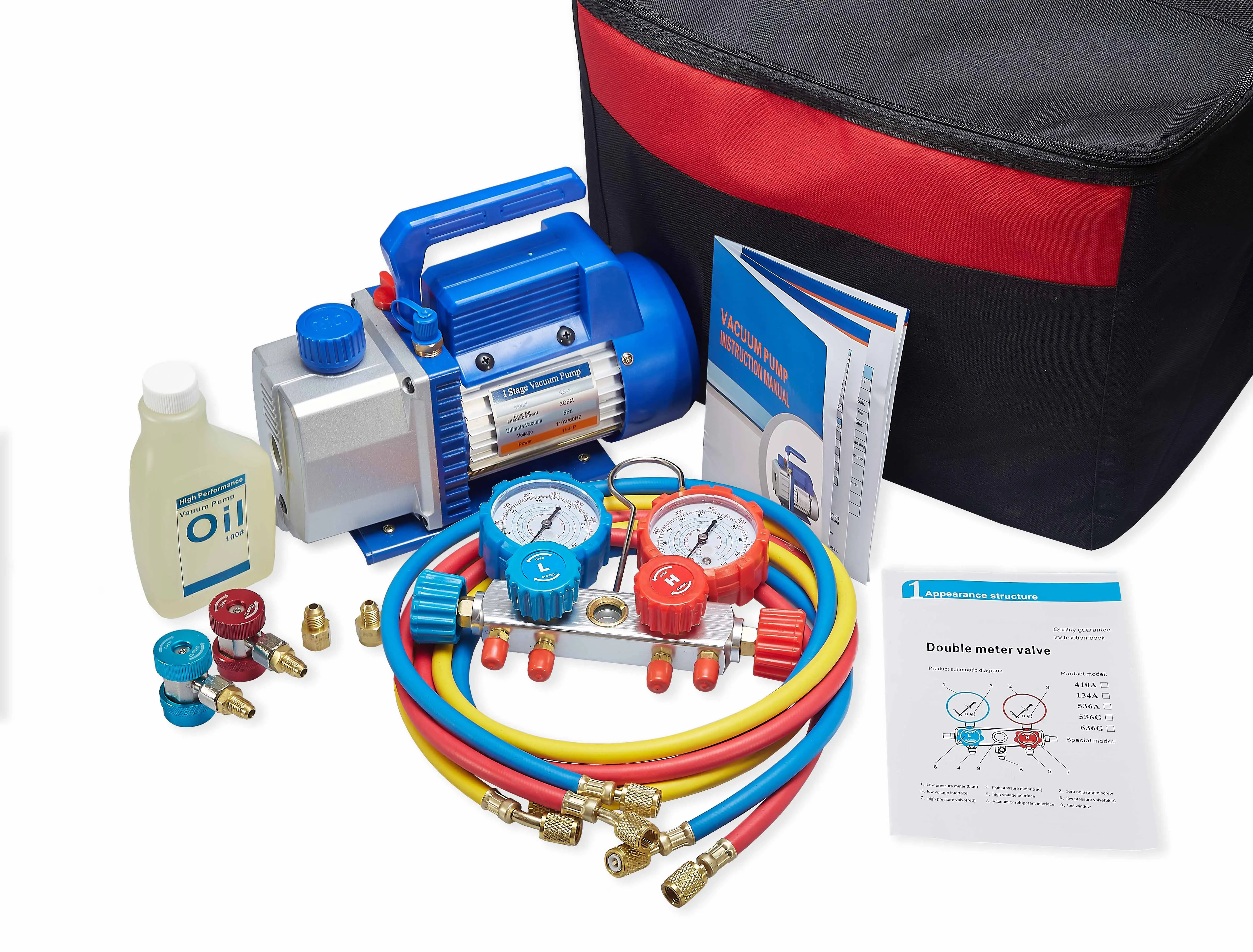 Vacuum Pump Kit 3cfm 0.25 Hp Air Vacuum Pump Hvac Air Conditioning