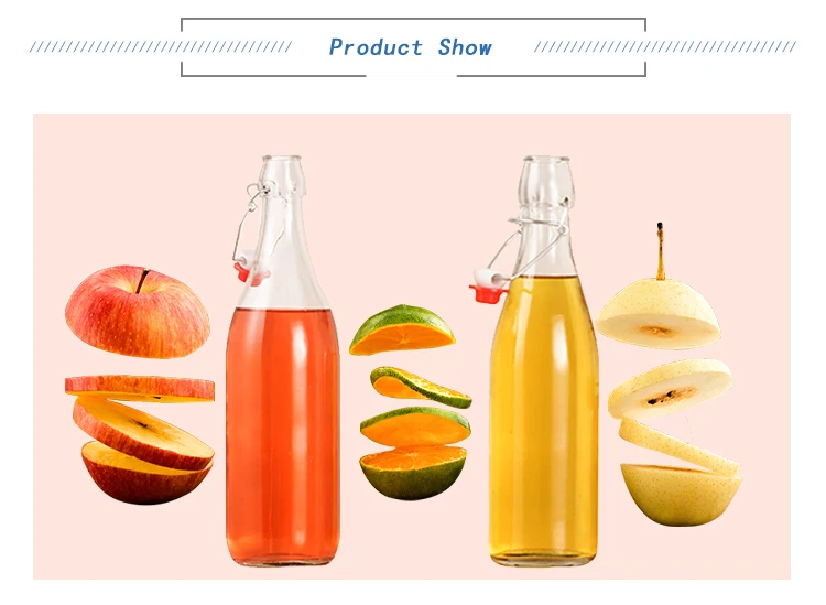 1000ml Glass Food Juice Drink Preserving Oil Bottle With Clip Top