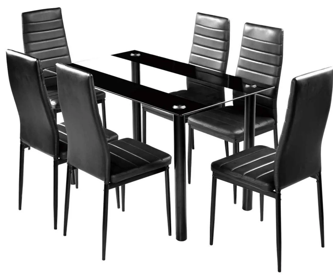 China Factory Sale Modern Design Dining Room Furniture Black Tempered