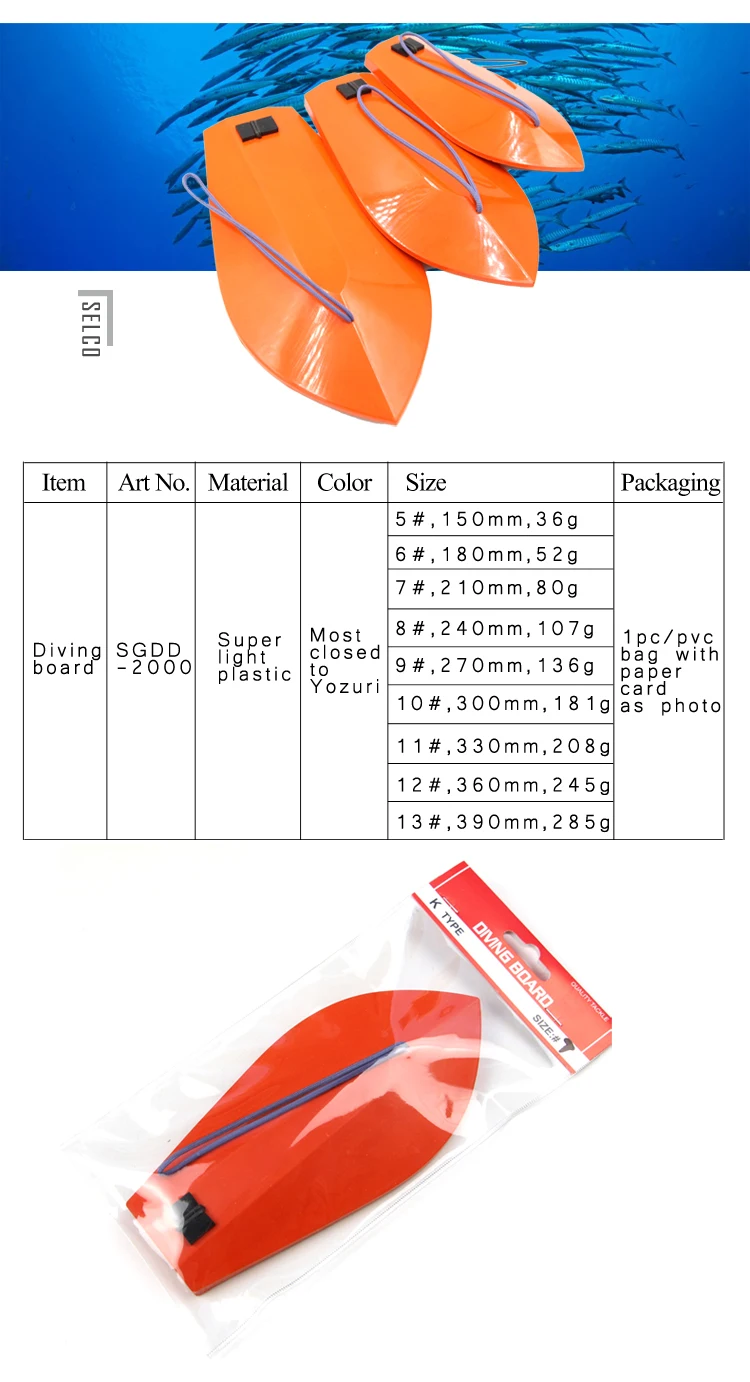 Super Light Artifical Sea Fishing Diving Board Ktype Boat Fishing