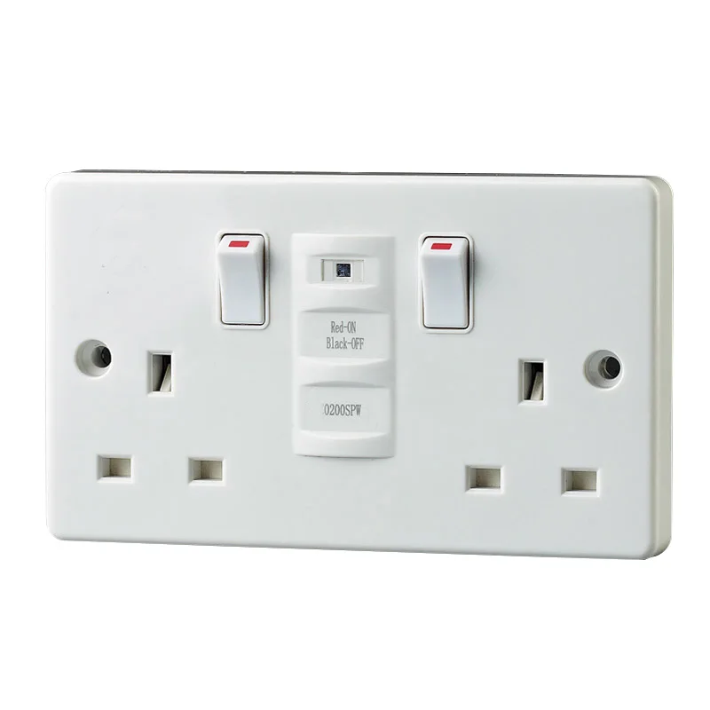 British Standard 13a 10ma 30ma Gfci Wall Switch Socket 220v Rcd 2gang 2way Uk Wall Switch Buy