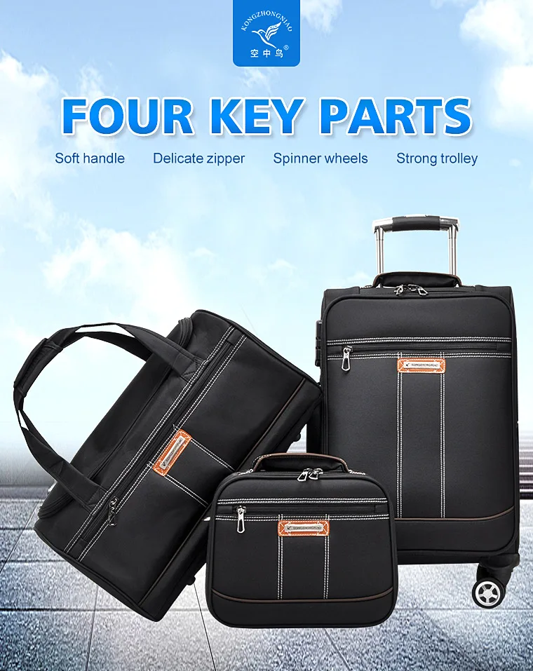 New Wholesale Custom Fabric Luggage 6pcs Set Light Weight Nylon