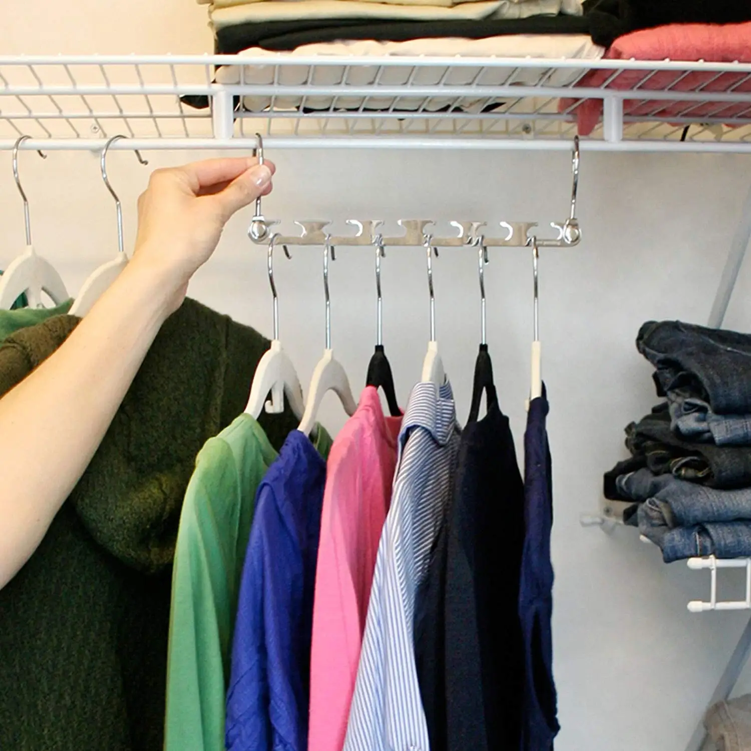 5 Holes Space Saver Hook Hanger Clothes Storage Organizer Rack Clothing Hook 