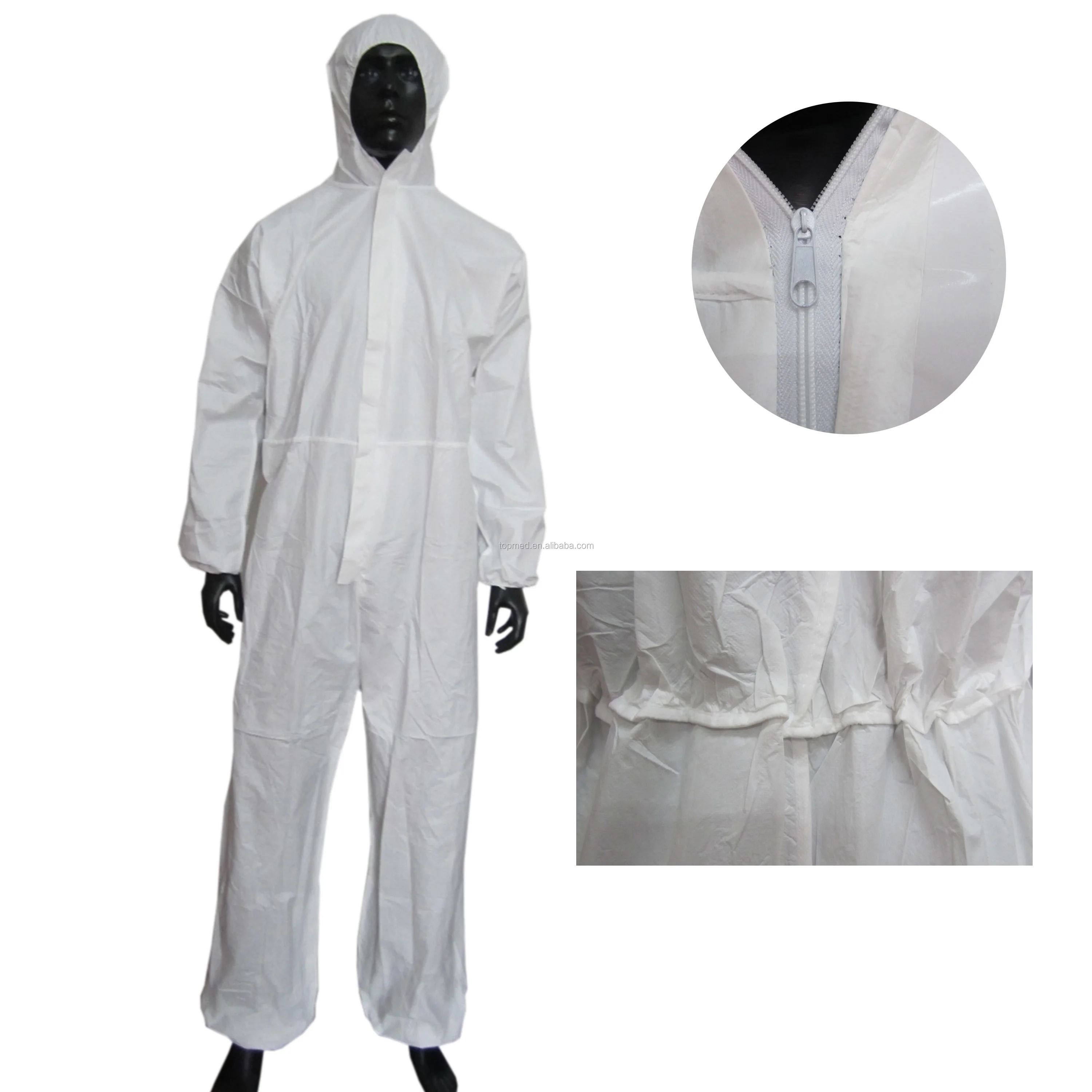 Disposable Protective White Coverall,Breathable Hood Coverall