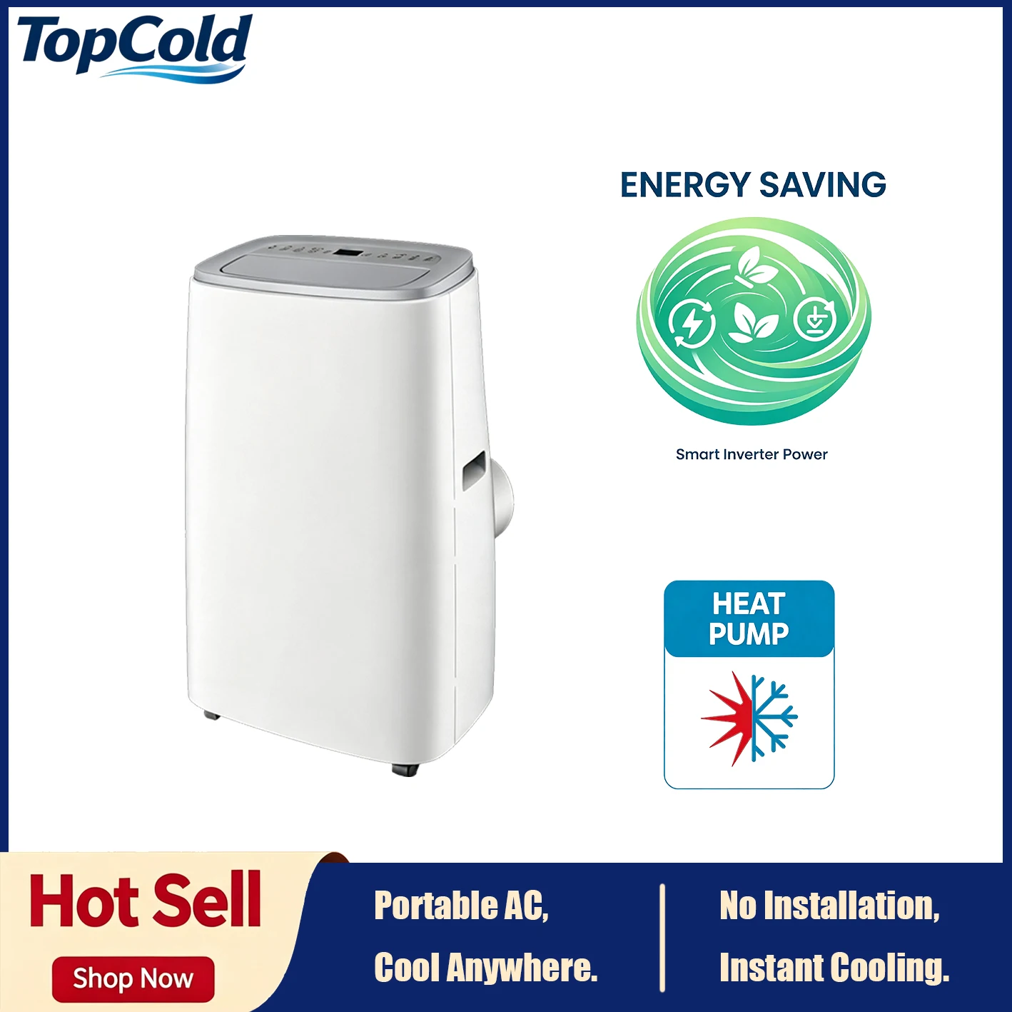 U-shaped smart window air conditioner installed in double-hung window with clean profile