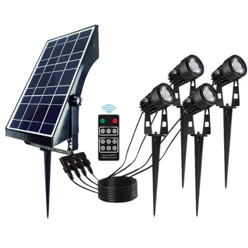 High quality IP65 solar led spotlight outdoor use with 4 lights