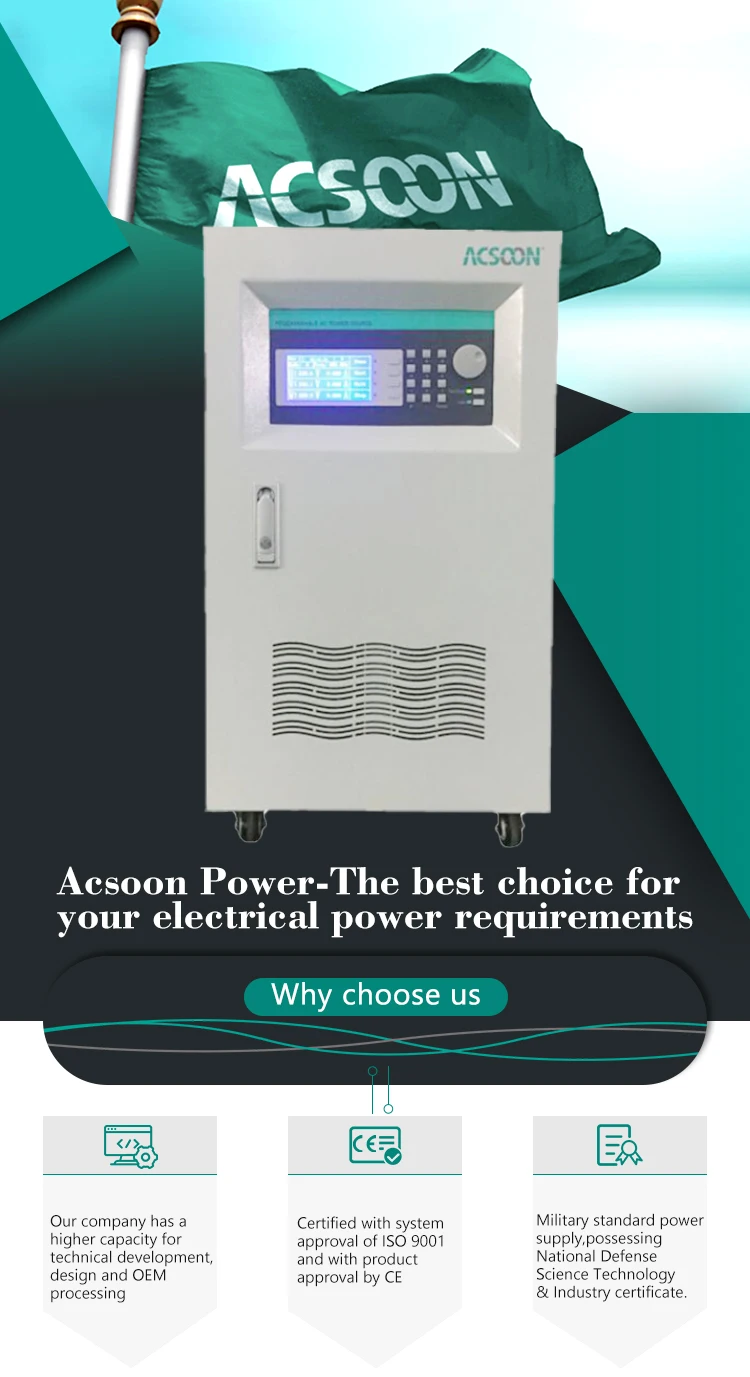 Acs400 3 Phase Power Supply Pure Sine Wave 1kva100kva Programmable Ac