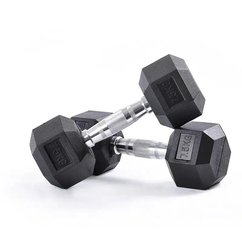 
China cheap dumbbell sets rubber hex dumbbell weights fitness power free weights 