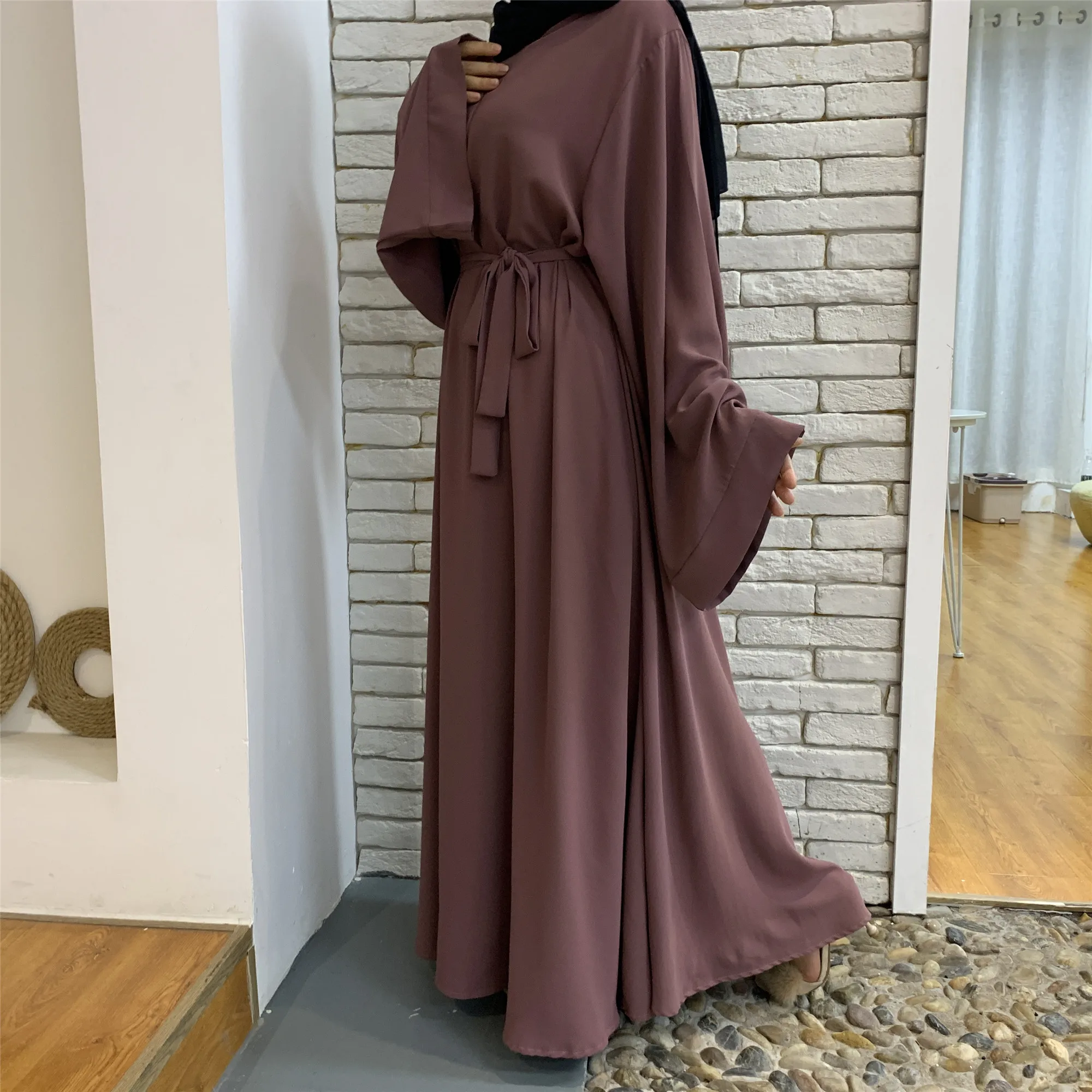 63942020 Wholesale Wide Sleeve Loose Simple Plain Design Islamic Clothing Muslim Women Maxi