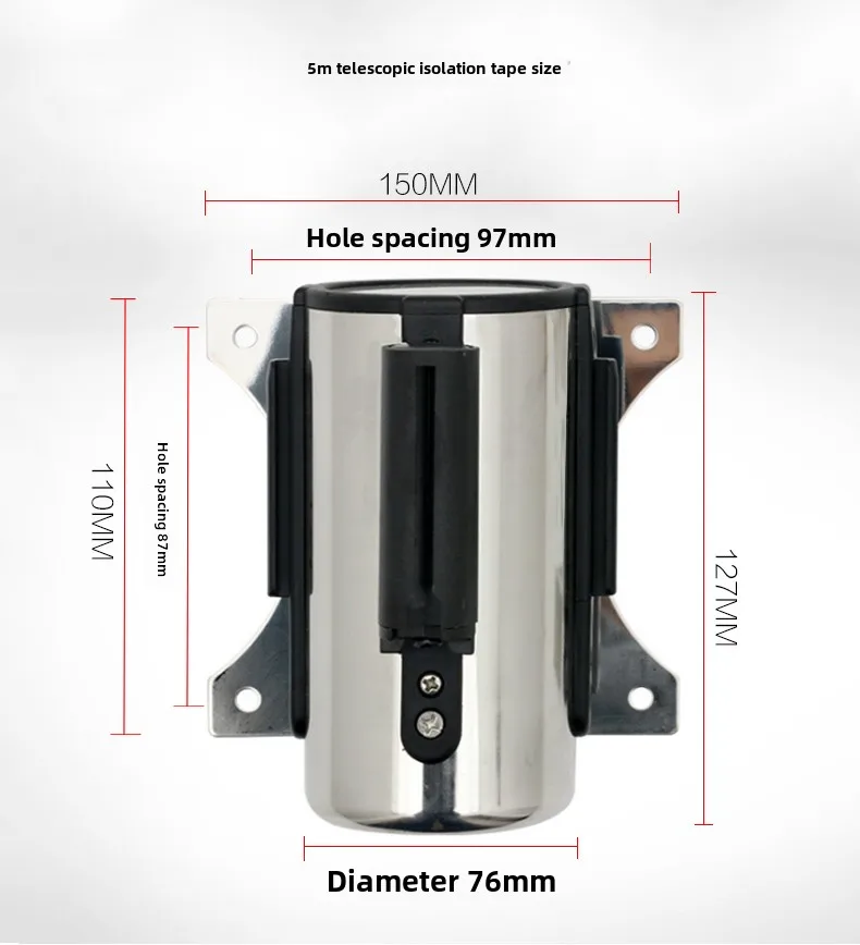 Wall-Mounted Stainless Steel Traffic Barriers 2m Wire Spool 1.0m Wire Barrier Tape Retractable 3 Cash Register Barrier 5m details