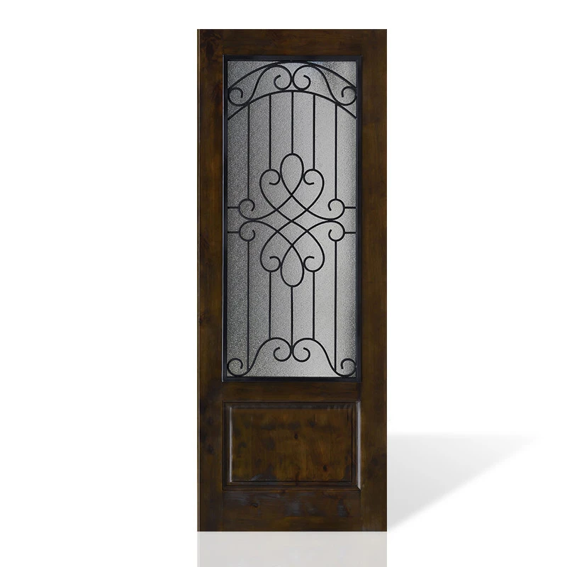 New 2020 product Classical style glass door natural solid wooden doors with wood frame