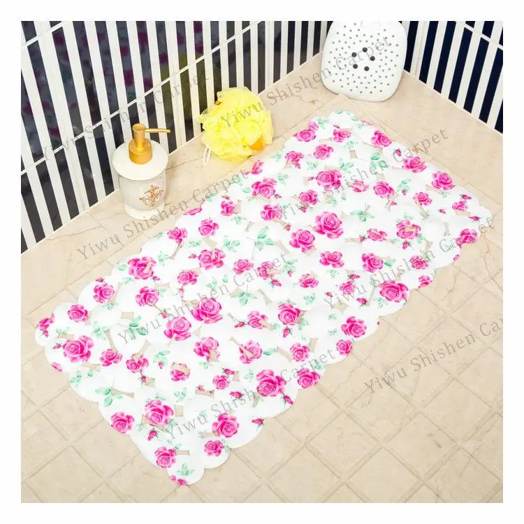 Printed Eco Friendly High Water Absorb Pvc Custom Shower Mat With Drain Hole