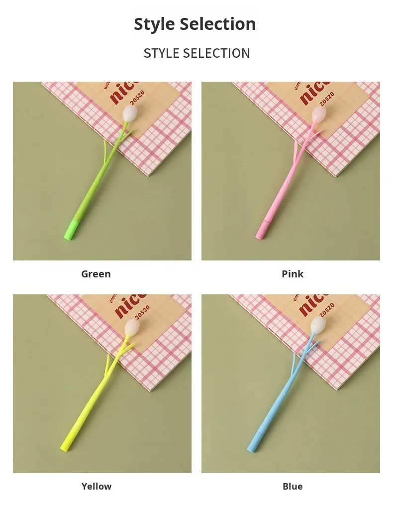 Creative Tulip Flower Gel Pen With Color Changing Ink Black_voghion.com