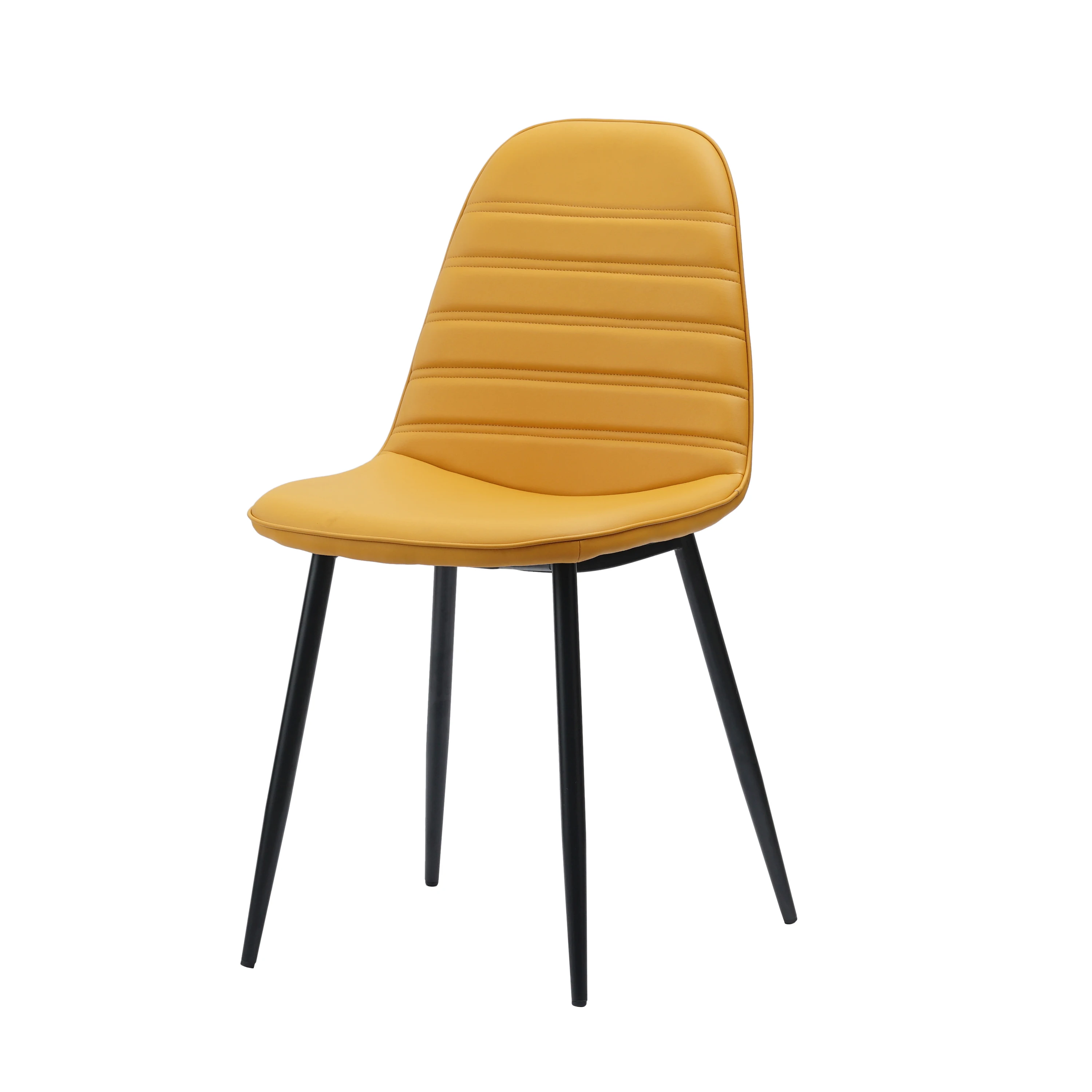 Hot selling Simple comfortable PU dining chair living room chair with black powder coating legs