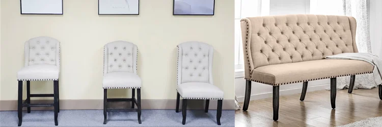 Dinzhi factory modern design  linen Dinning room nail chair