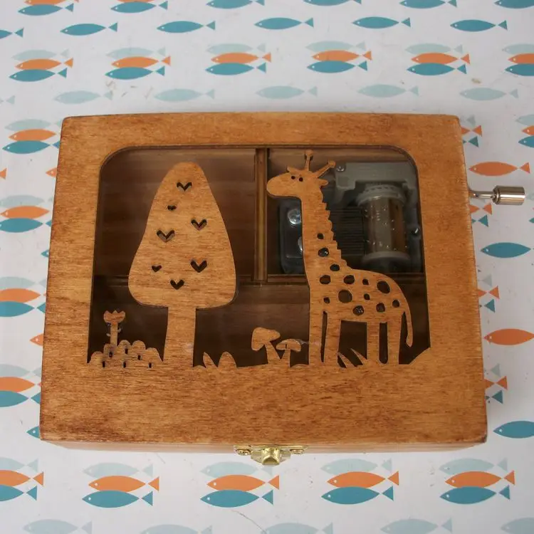 Large forest animals hand music box, creative home boutique birthday gifts display