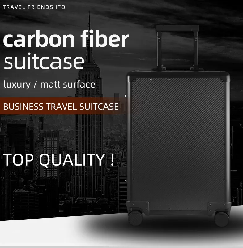 24 Inch Carbon Fiber Luxury Suitcase Set Luggage Travel Trolly Bag Buy Carbon Fiber Luggage