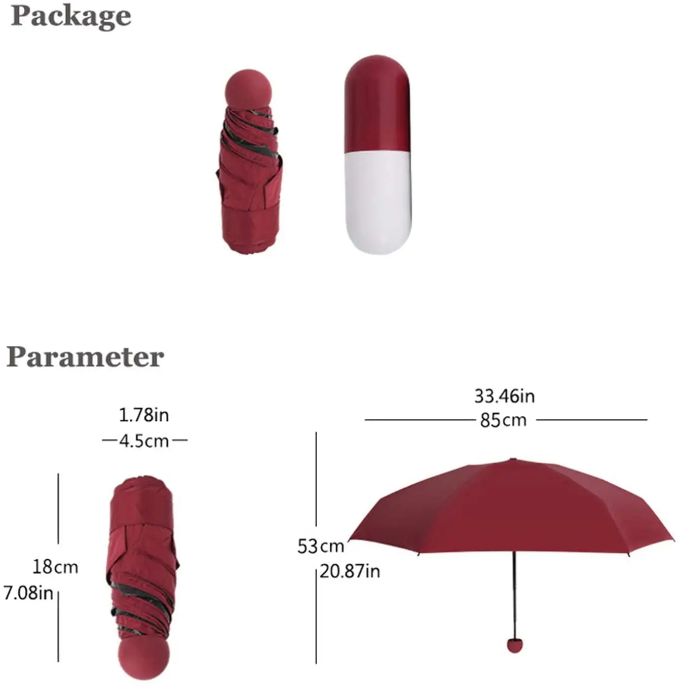 Quality Capsule Mini Pocket Umbrella Clear Windproof 5 Folding