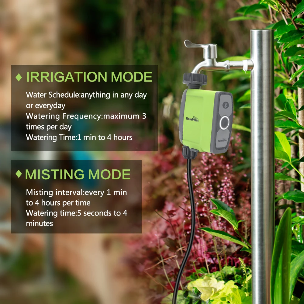Rainpoint Bt Smart Irrigation Timer With Tuya App Controlled For Home