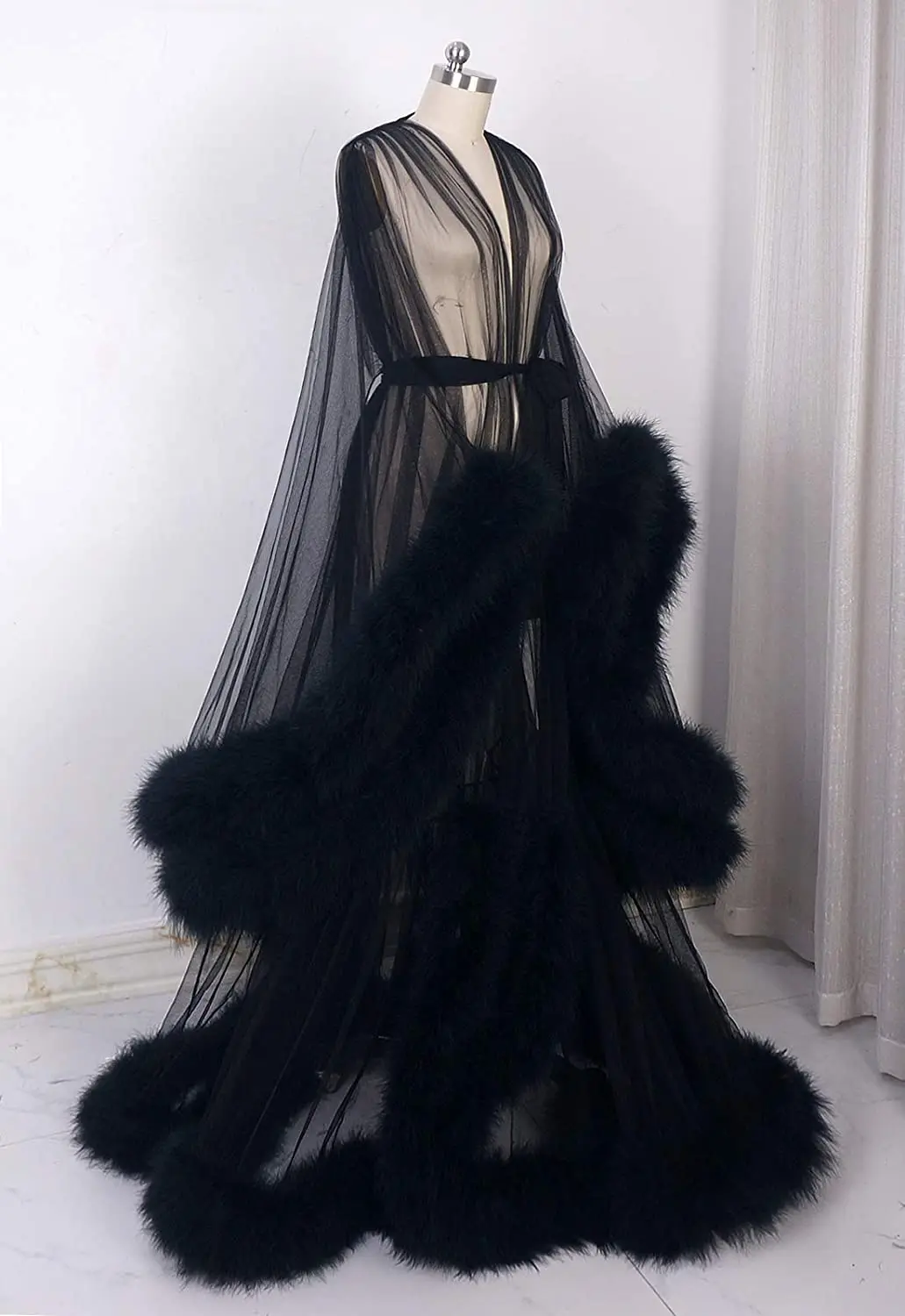 plus size feather robe