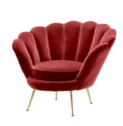 Fast Ship Big Size Velvet Upholstered Flowered Armchair Living Room Flower Shape Accent Chair with Golden Legs supplier