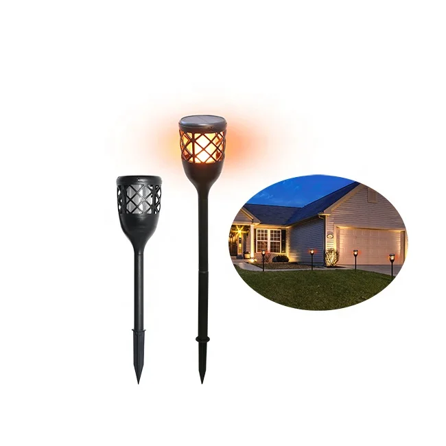2W Smart solar led flame garden torch light with USB