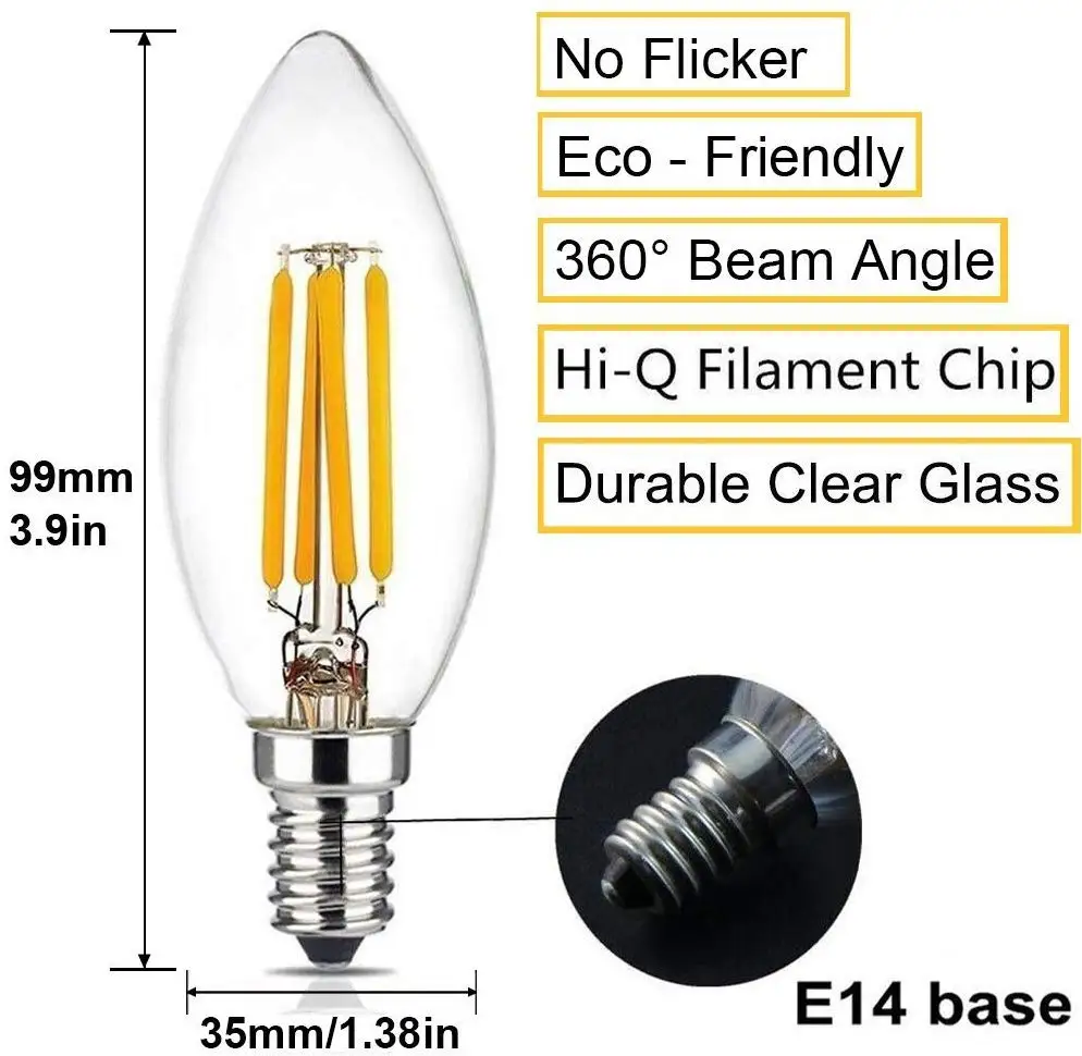 Decorative vintage bulb 4w E14 C35 vanity lighting led bulb lights