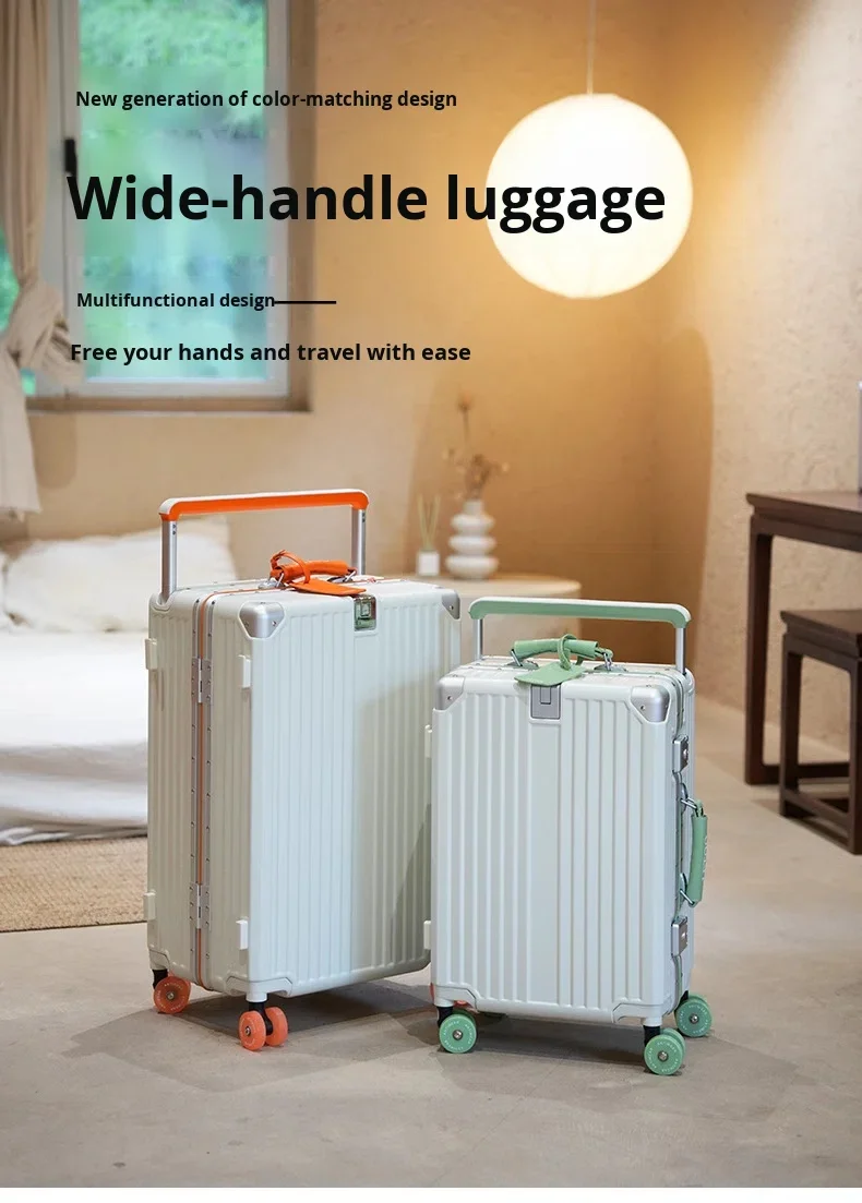 product 26 inch modern aluminum frame luggage box mute spinner large capacity boarding password travel suitcase skating wheels tsa lock-6