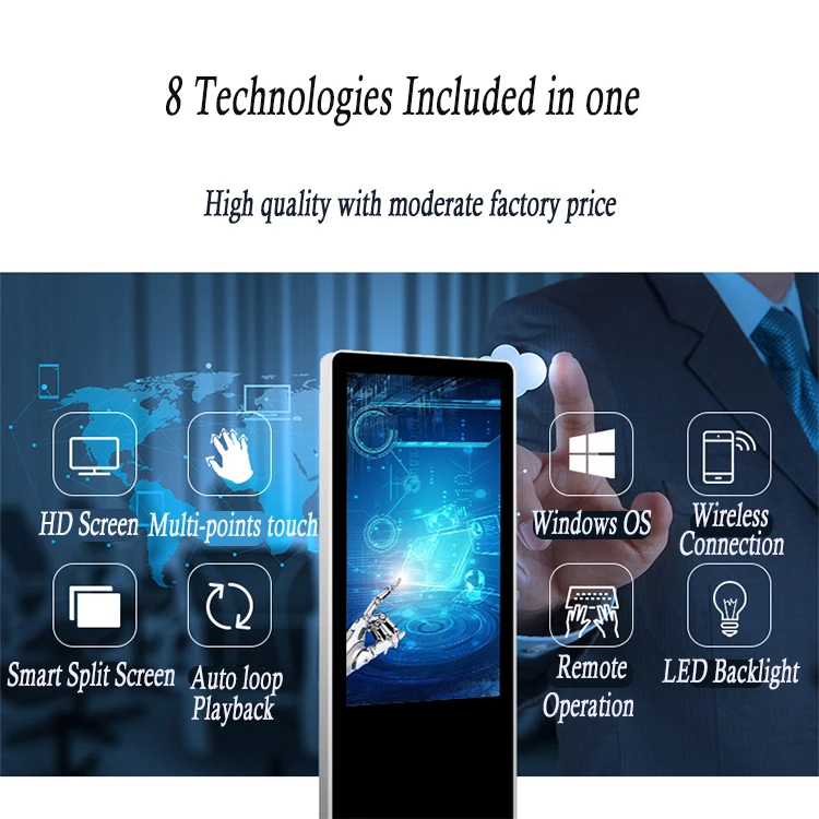 Advertising Tv Screens Android OS Player Tempered Glass Fhd Lcd Outdoor Competitive Price 32 43 50 55 65 Inch 108 Pixel TFT 4mm