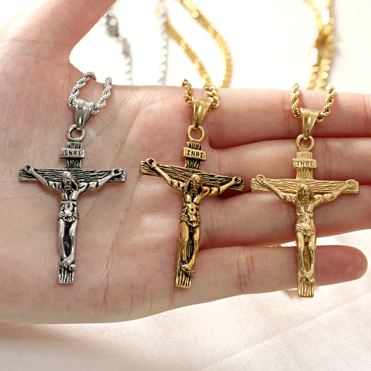 Mens jesus crucifix necklace hail caesar miniatures