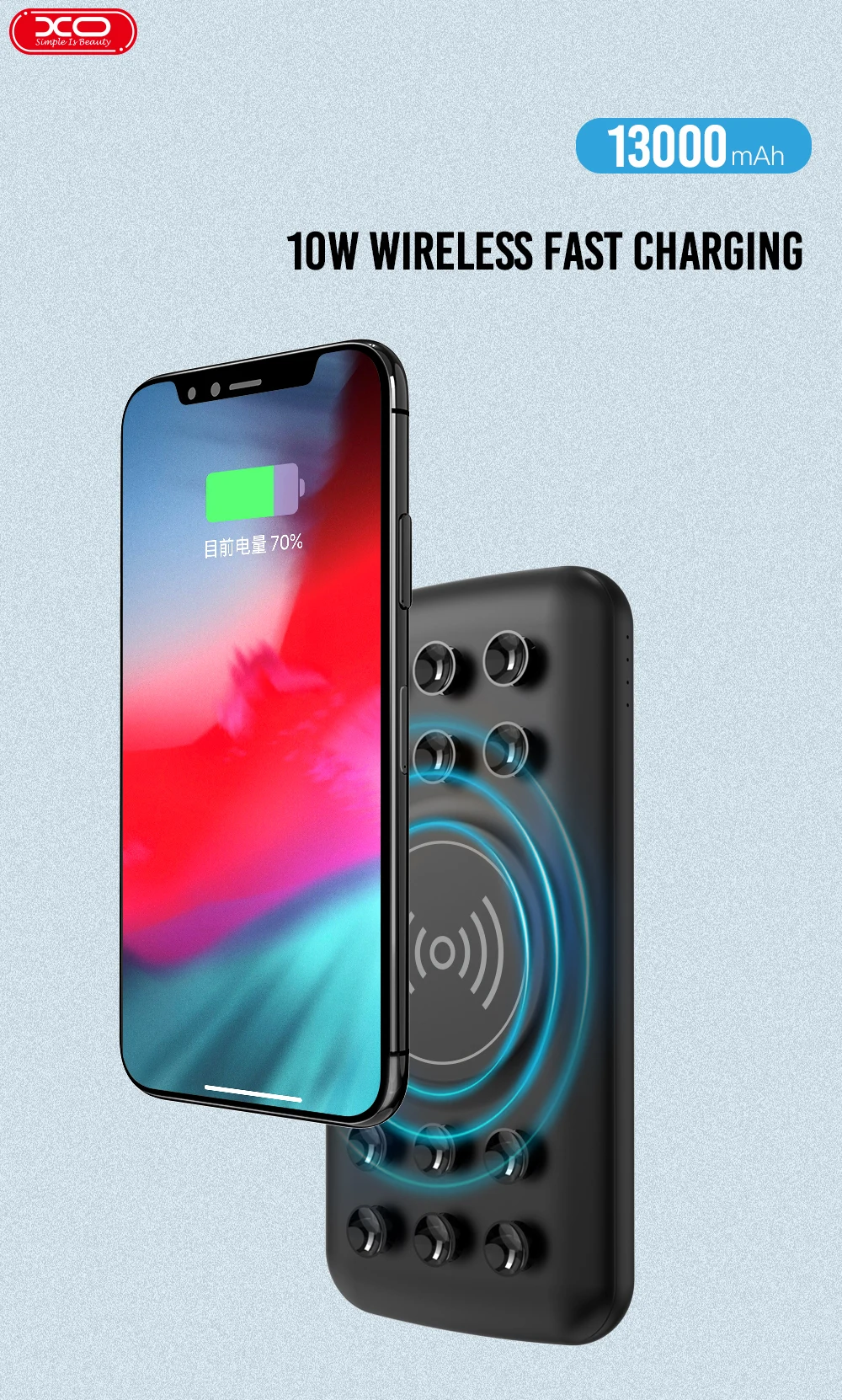 XO Hot Selling 10W wireless fast chargeing QC 3.0 PD charger for smartphone power bank - ANKUX.COM