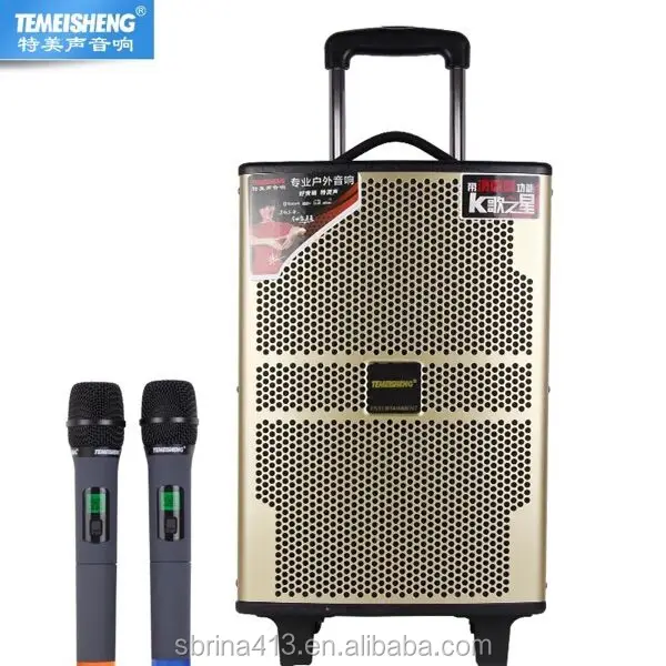 Temeisheng Support Usb/tf/ Microphone 8"- 15"Audio Bass Blue-tooth Portable Wireless Karaoke Outdoor Subwoofer Trolley Speaker